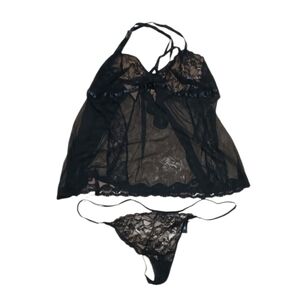 Adore Me Black Lace Babydoll Set